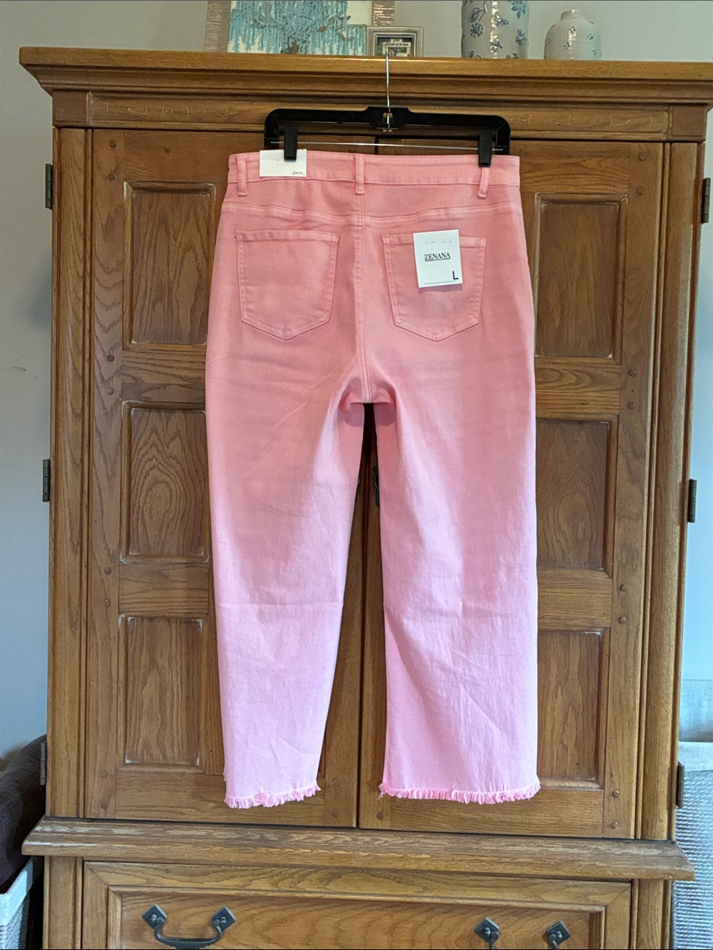 NWT Zenana Pink Cropped Wide-Leg Jeans Size L - Picture 4 of 5